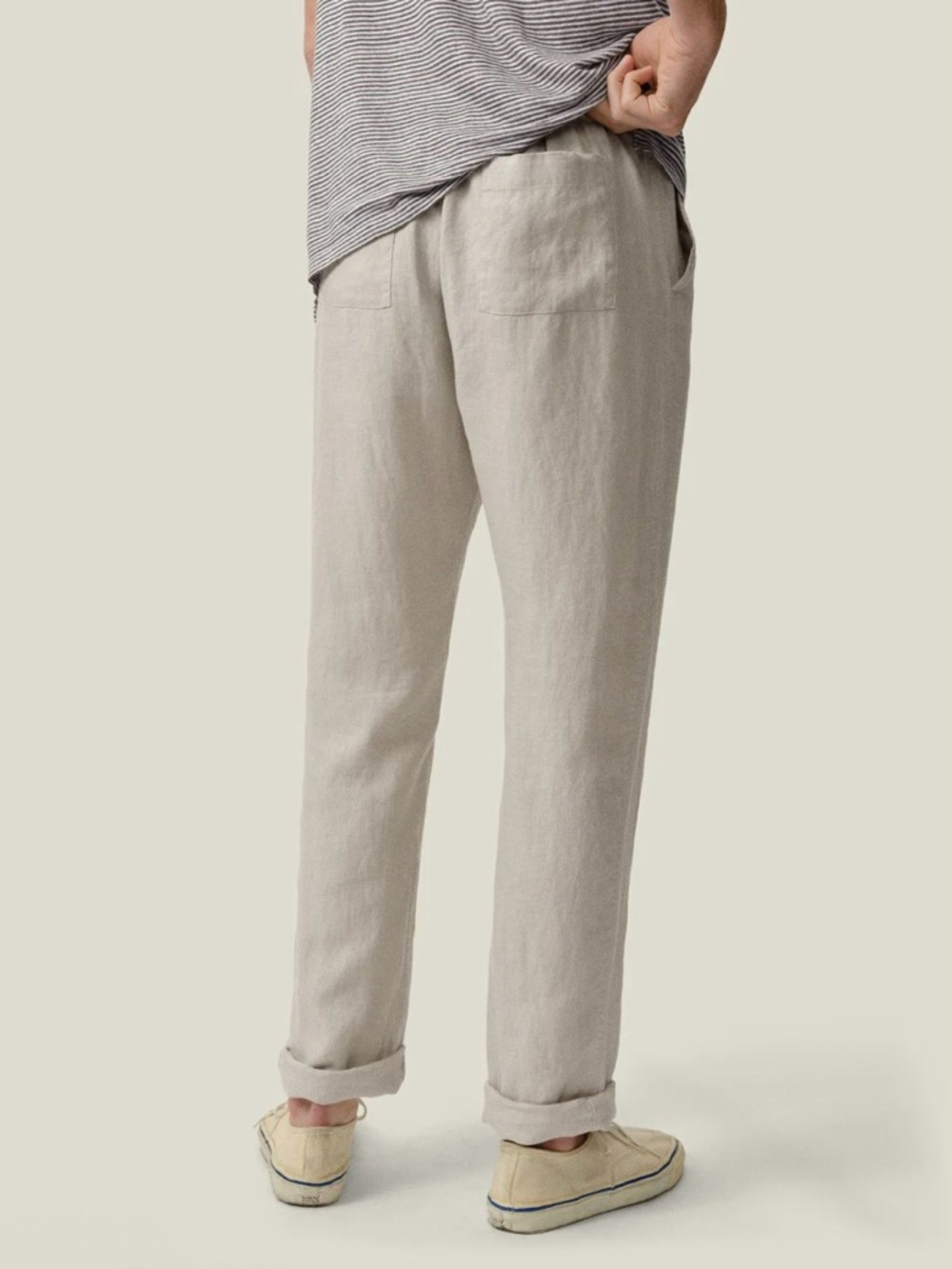 Alex Crane Bo Linen Pants Relaxed Drawstring Pull On Normandy Flax Bone Large - Picture 3 of 16